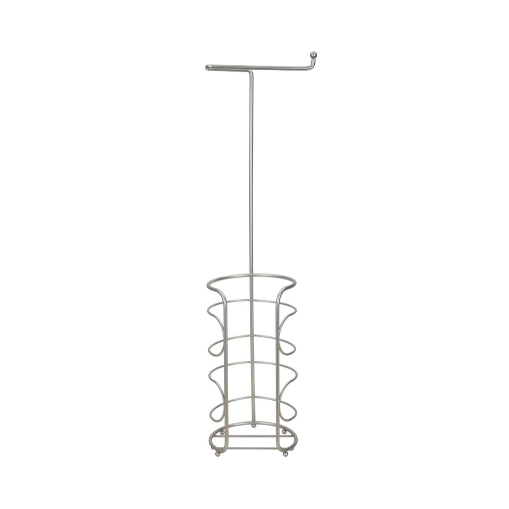 Mainstays Freestanding Satin Nickel Toilet Paper Holder with Storage